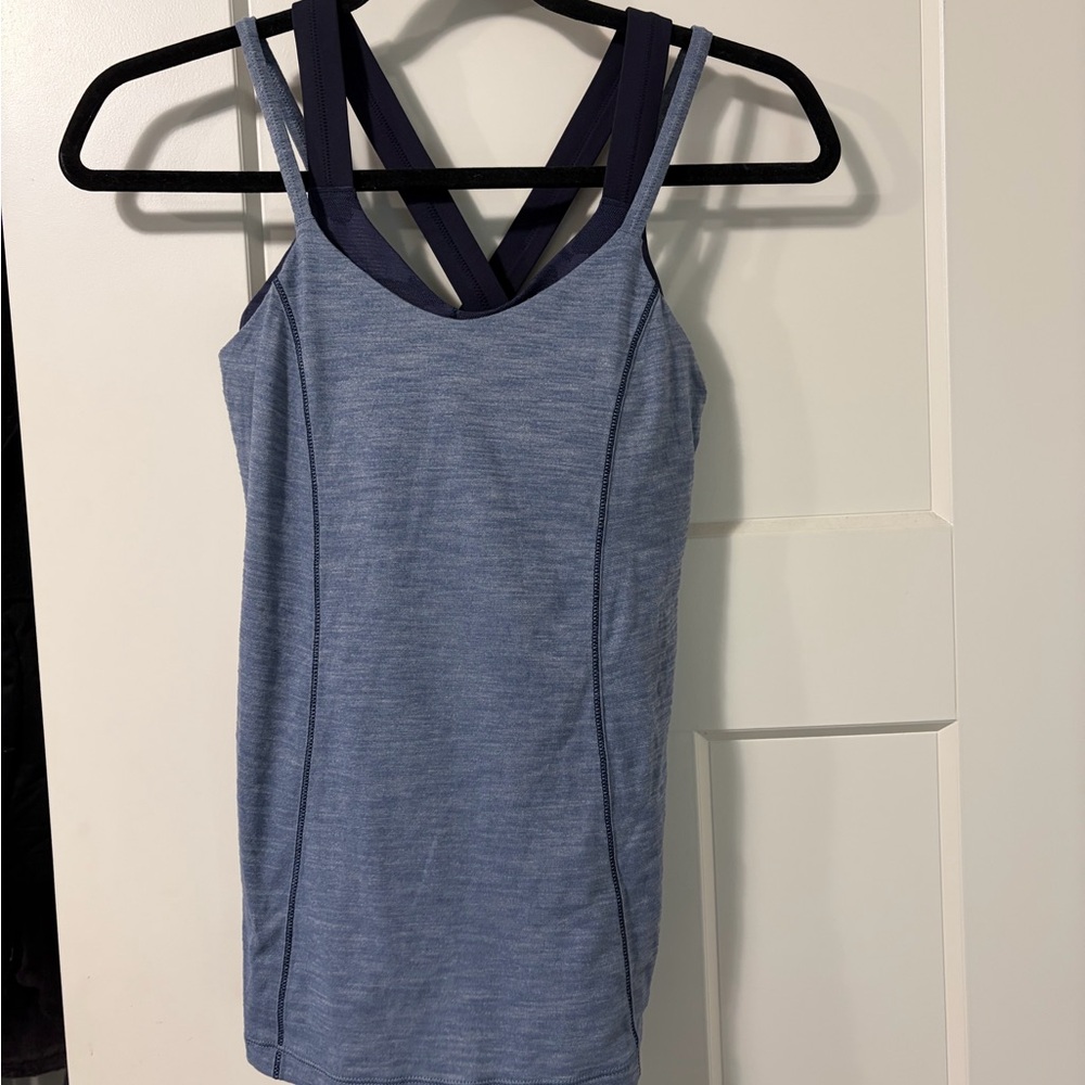 lululemon athletica Heathered Blue Cross-Back Tank. Size 4